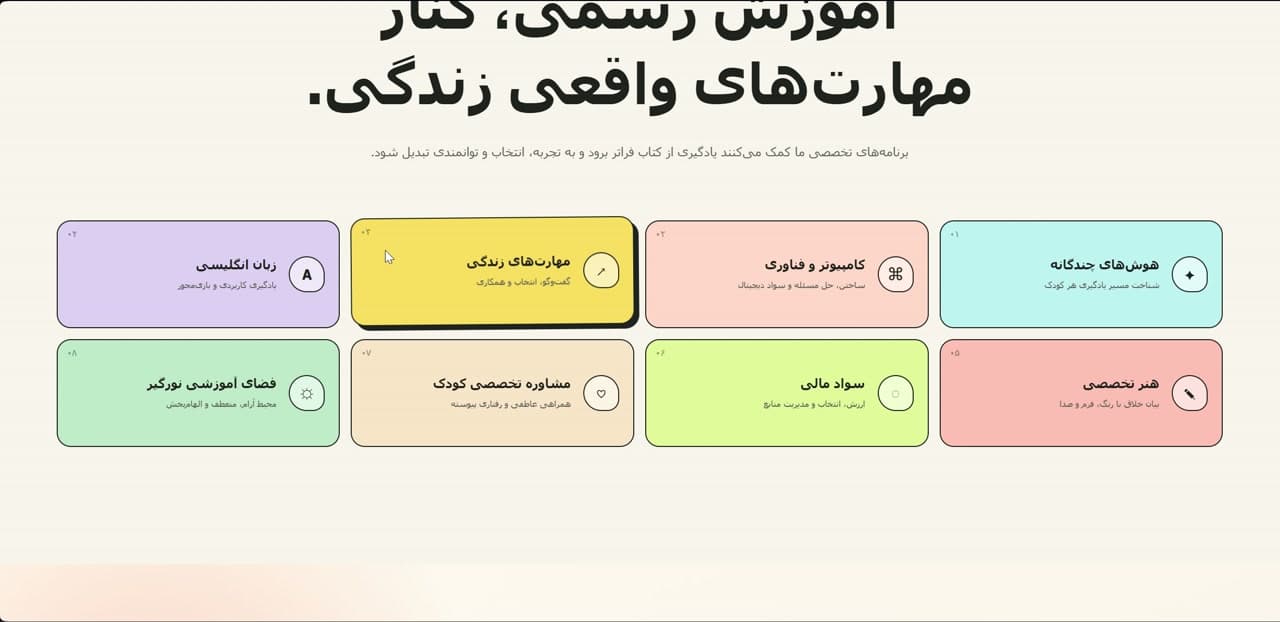 آموزش رسمی در کنار برنامه‌های مهارتی در پروژه مدرسه بهترین‌ها (Behtarinha School) — Formal education alongside practical skills